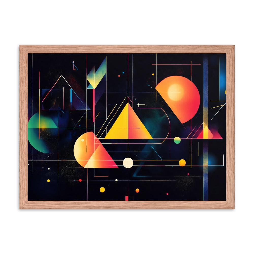 Cosmic Geometric Art with Abstract Shapes and Colorful Patterns for Modern Aesthetics Framed Poster - Oh Posters