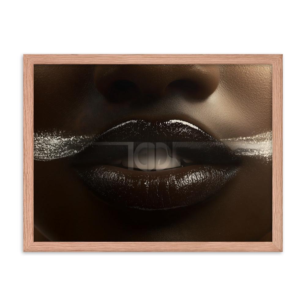Bold Abstract Face Art with White Accents for Modern Aesthetic Framed Poster - Oh Posters