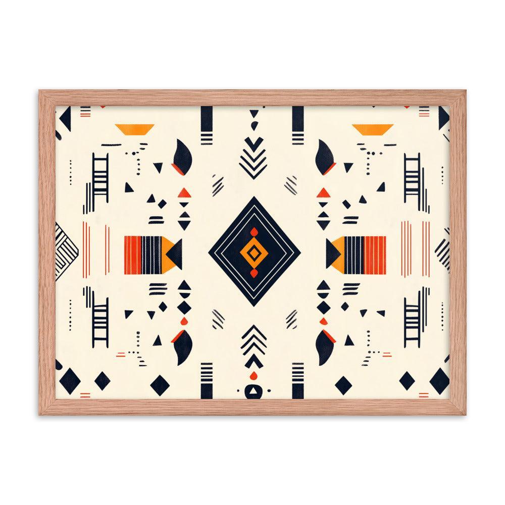 Boho Geometric Pattern with Tribal Vibes Framed Poster - Oh Posters