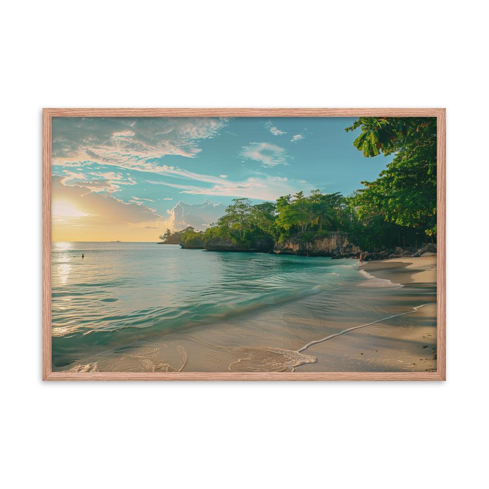 Jamaica Tranquil Seaside Sunset Framed Poster - Oh Posters