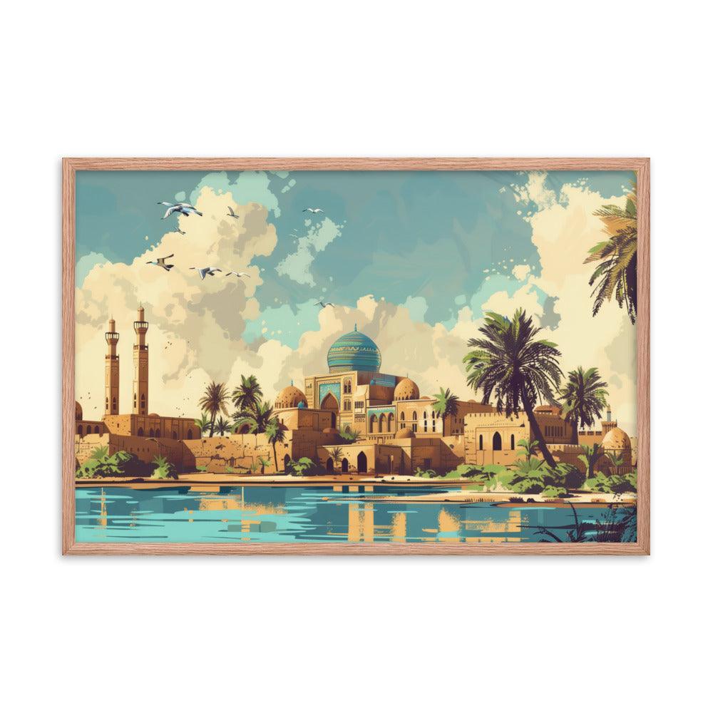 Iraq Riverside Mosque Tropical Landscape Framed Poster - Oh Posters