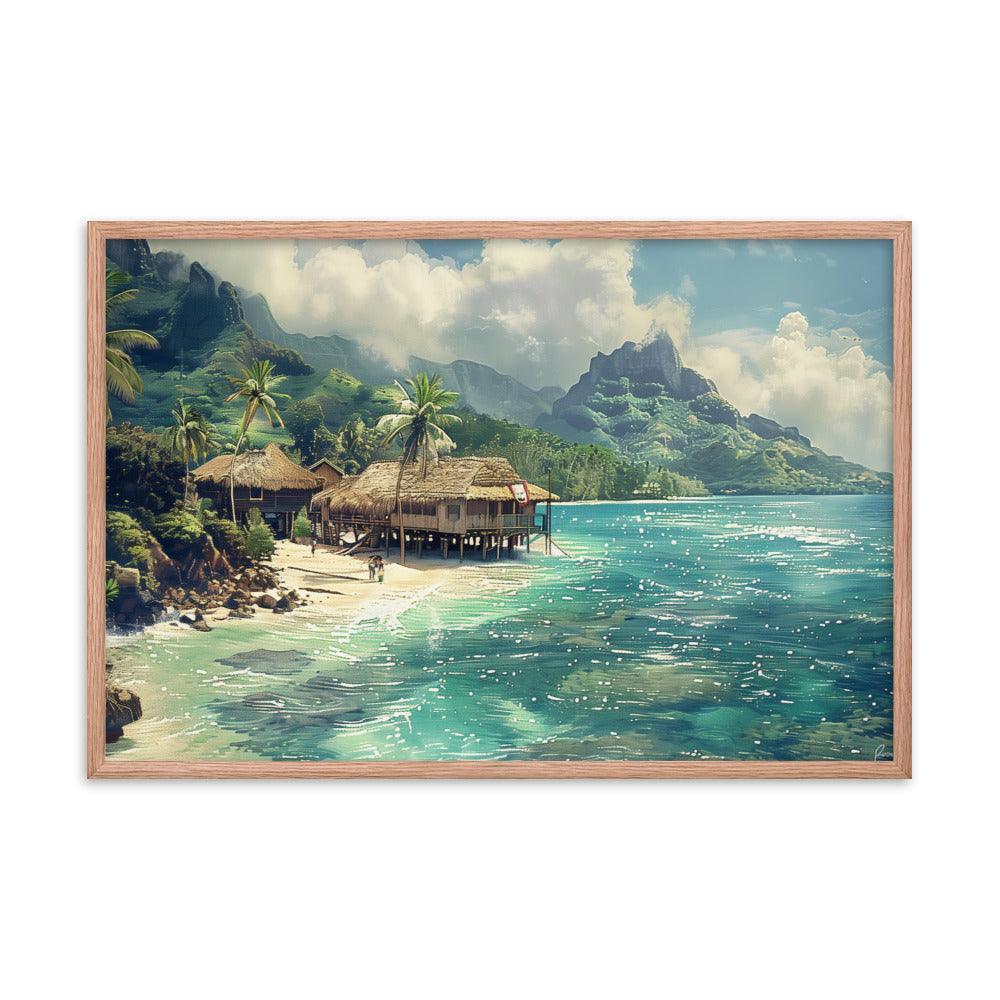 Nauru Tropical Beachside Village Framed Poster - Oh Posters