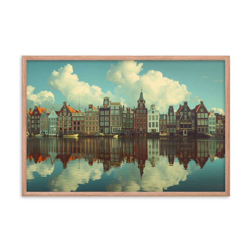 Netherlands Historic Amsterdam Canal Houses Framed Poster - Oh Posters