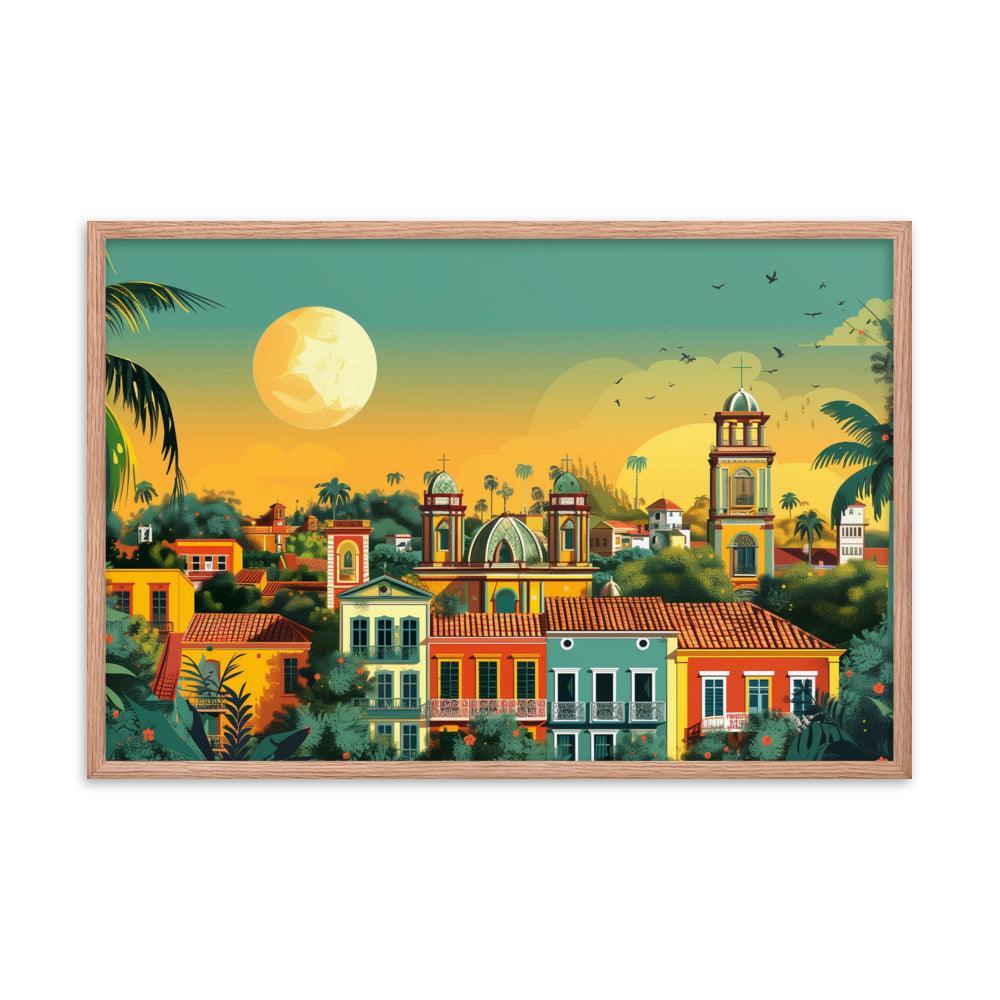 Paraguay Colonial Town Tropical Sunset Framed Poster - Oh Posters