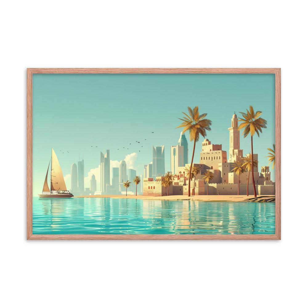 Qatar Traditional and Modern Architecture Seaside Framed Poster - Oh Posters