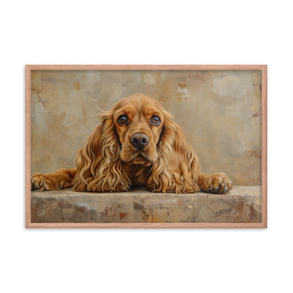 English Cocker Spaniel Resting on Textured Background Painting Framed Poster - Oh Posters