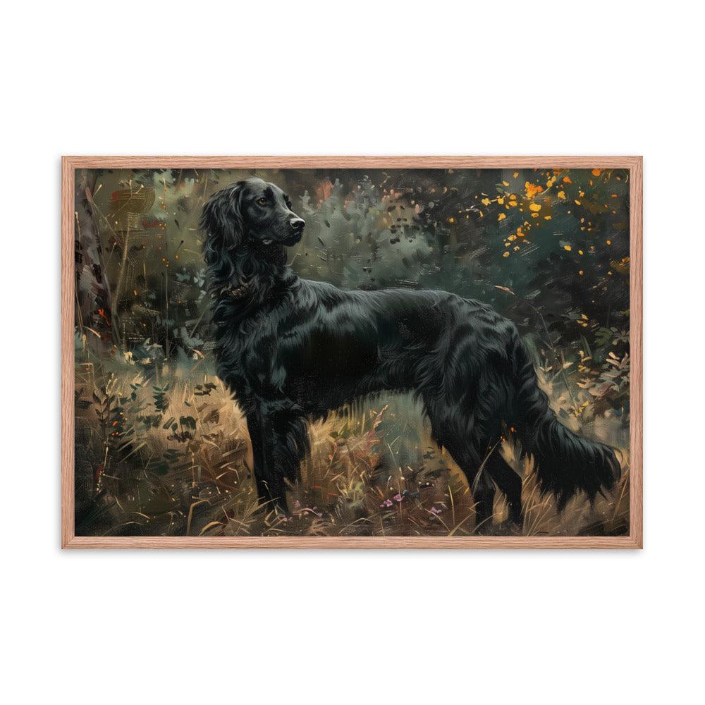 Flat-Coated Retriever in Forest Painting Framed Poster - Oh Posters