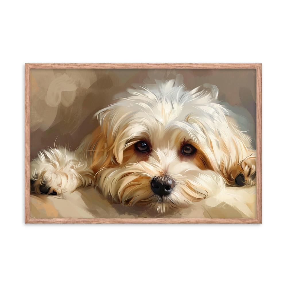 Havanese Puppy Resting Digital Painting Framed Poster - Oh Posters