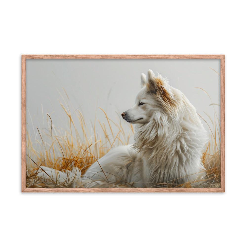 Icelandic Sheepdog in Golden Field Art Framed Poster - Oh Posters