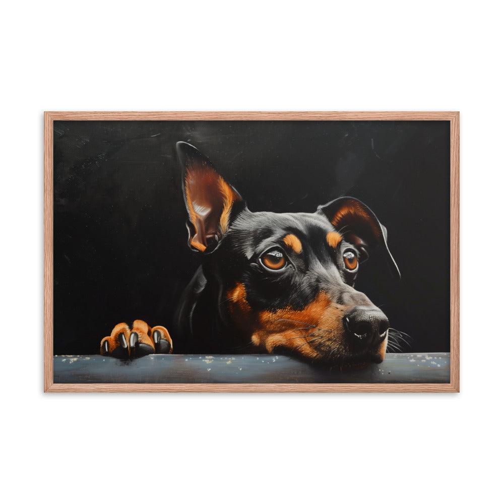 Manchester Terrier Painting with Dark Background Framed Poster - Oh Posters