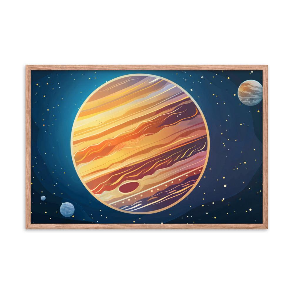 Jupiter Colorful Space Illustration Astronomy Art Framed Poster - Oh Posters