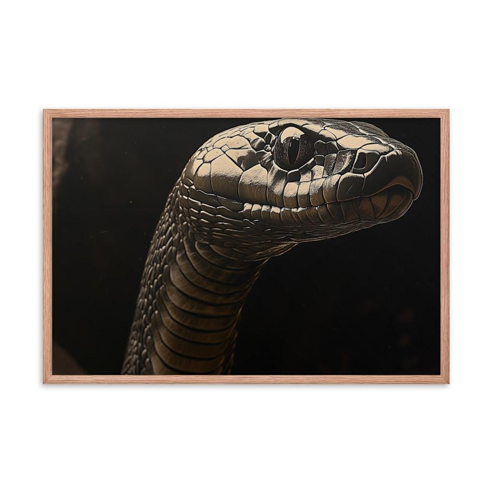 Cobra Snake Realistic Dark Portrait Digital Art Framed Poster - Oh Posters