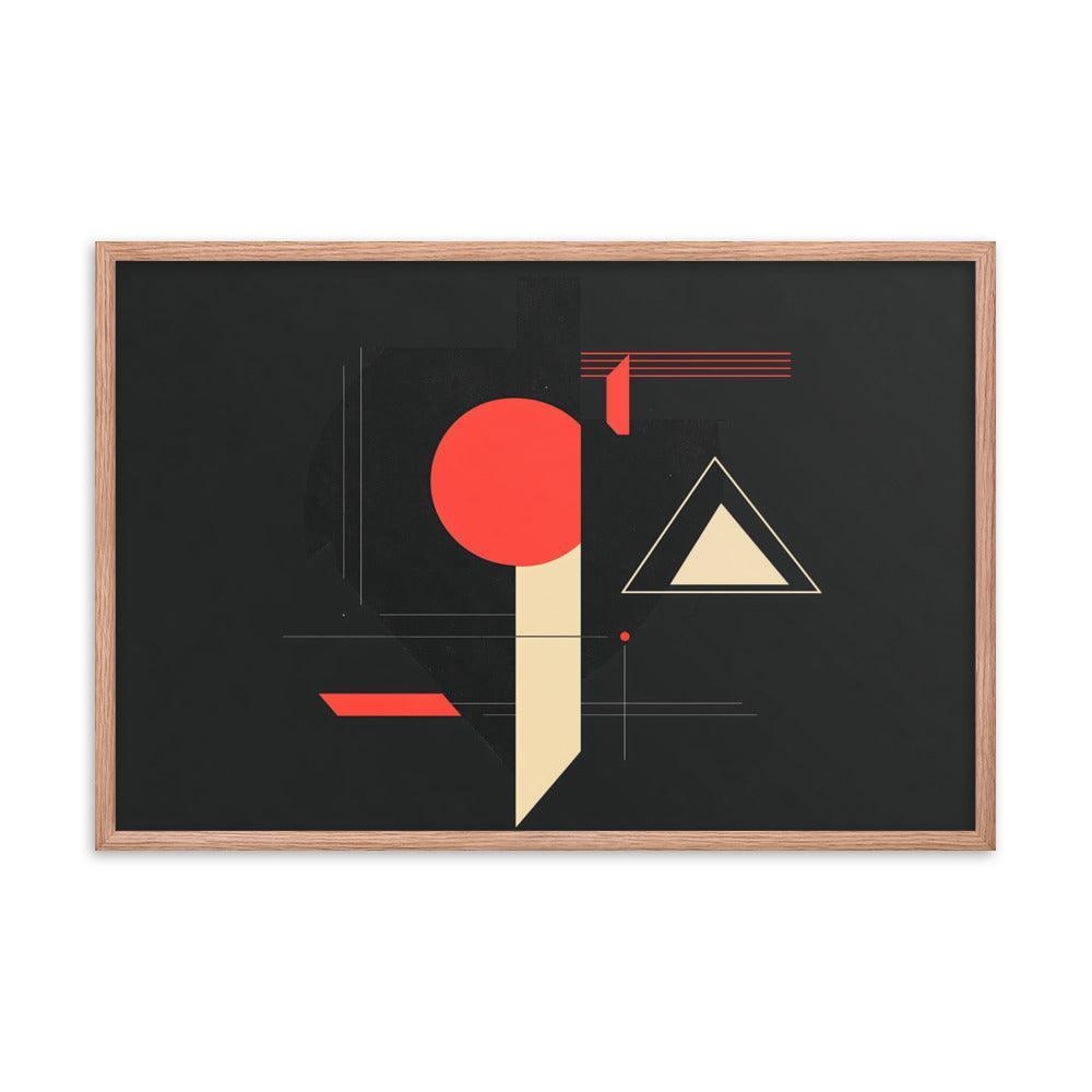 Bold Geometric Art Shapes Red Circle Black Framed Poster - Oh Posters