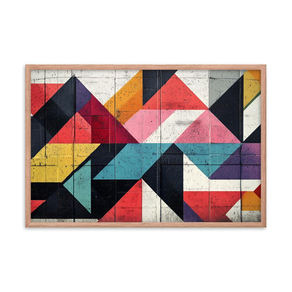 Vibrant Geometric Art Pattern With Bold Colors and Abstract Shapes Framed Poster - Oh Posters