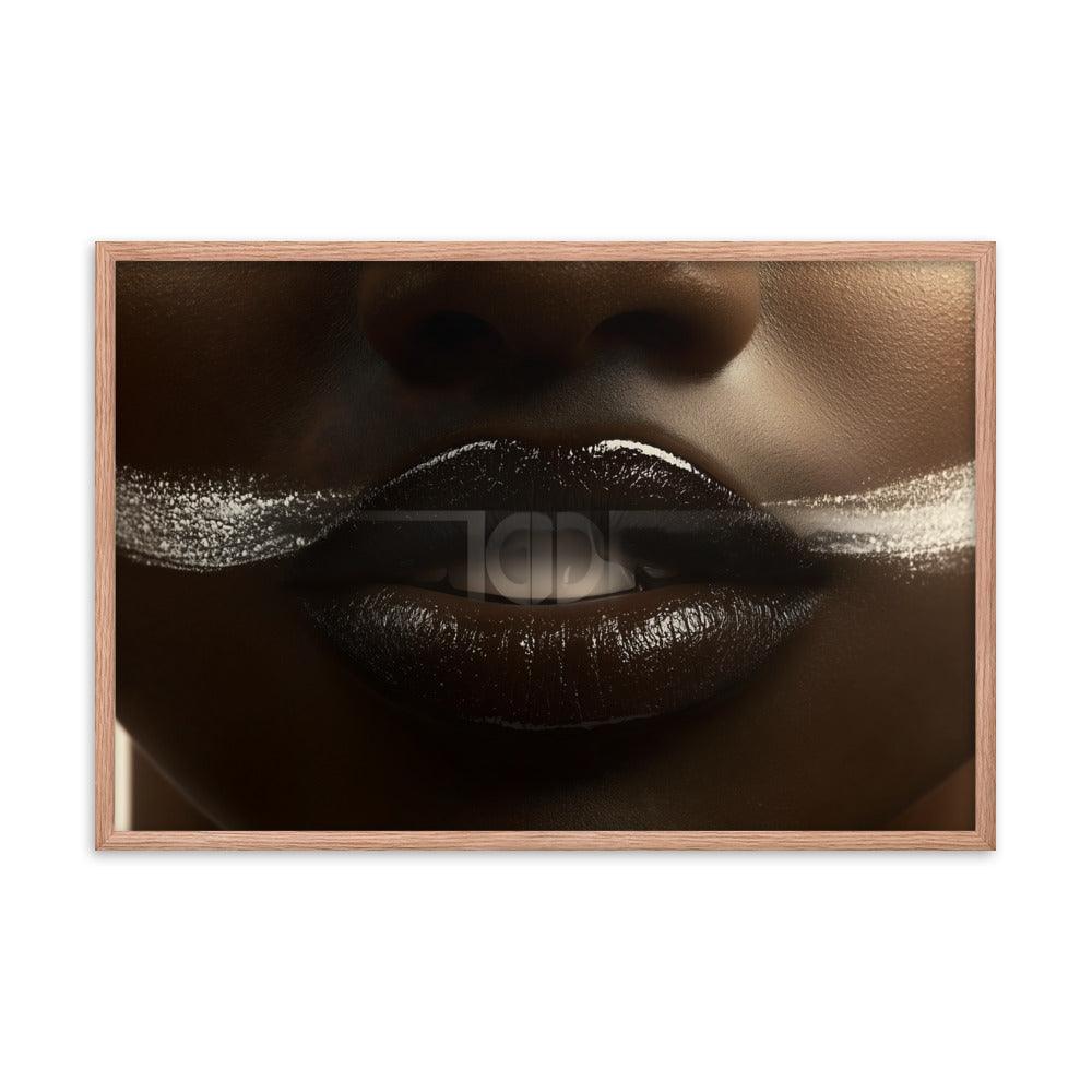 Bold Abstract Face Art with White Accents for Modern Aesthetic Framed Poster - Oh Posters