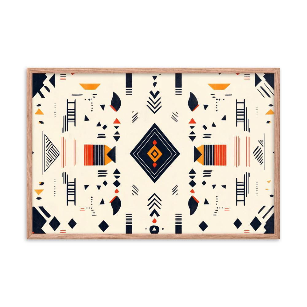 Boho Geometric Pattern with Tribal Vibes Framed Poster - Oh Posters