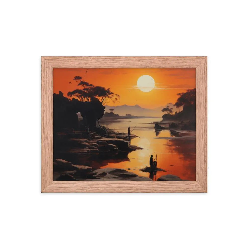 Indian Beach Sunset Painting Framed Poster - Oh Posters