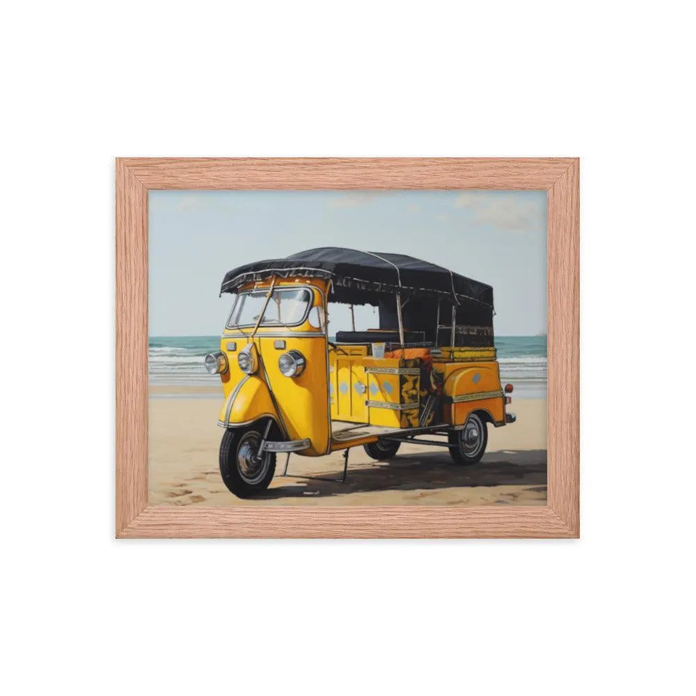 Indian TukTuk Rickshaw Vehicle Beach Painting Framed Poster - Oh Posters