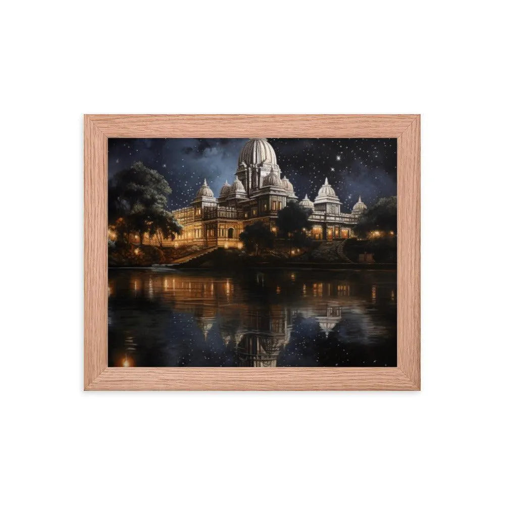 Indian Hindu Mandir at Night Starry Sky Painting Framed Poster - Oh Posters