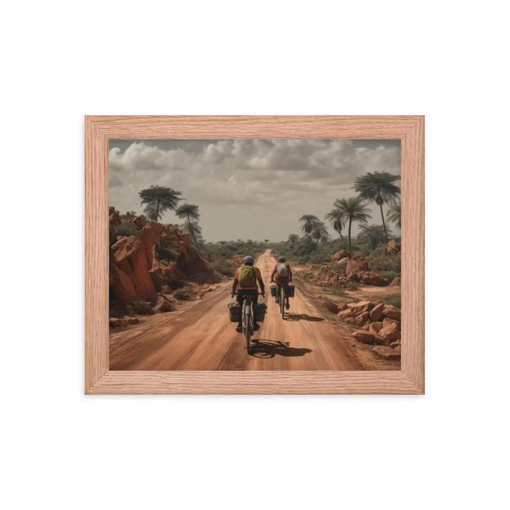 Riding Bicycle on Indian Road Painting Framed Poster - Oh Posters