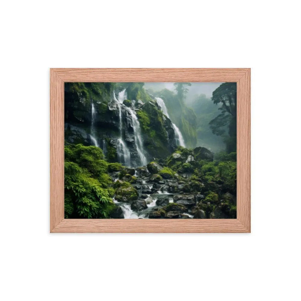 India Waterfall Forest Natural Framed Poster - Oh Posters