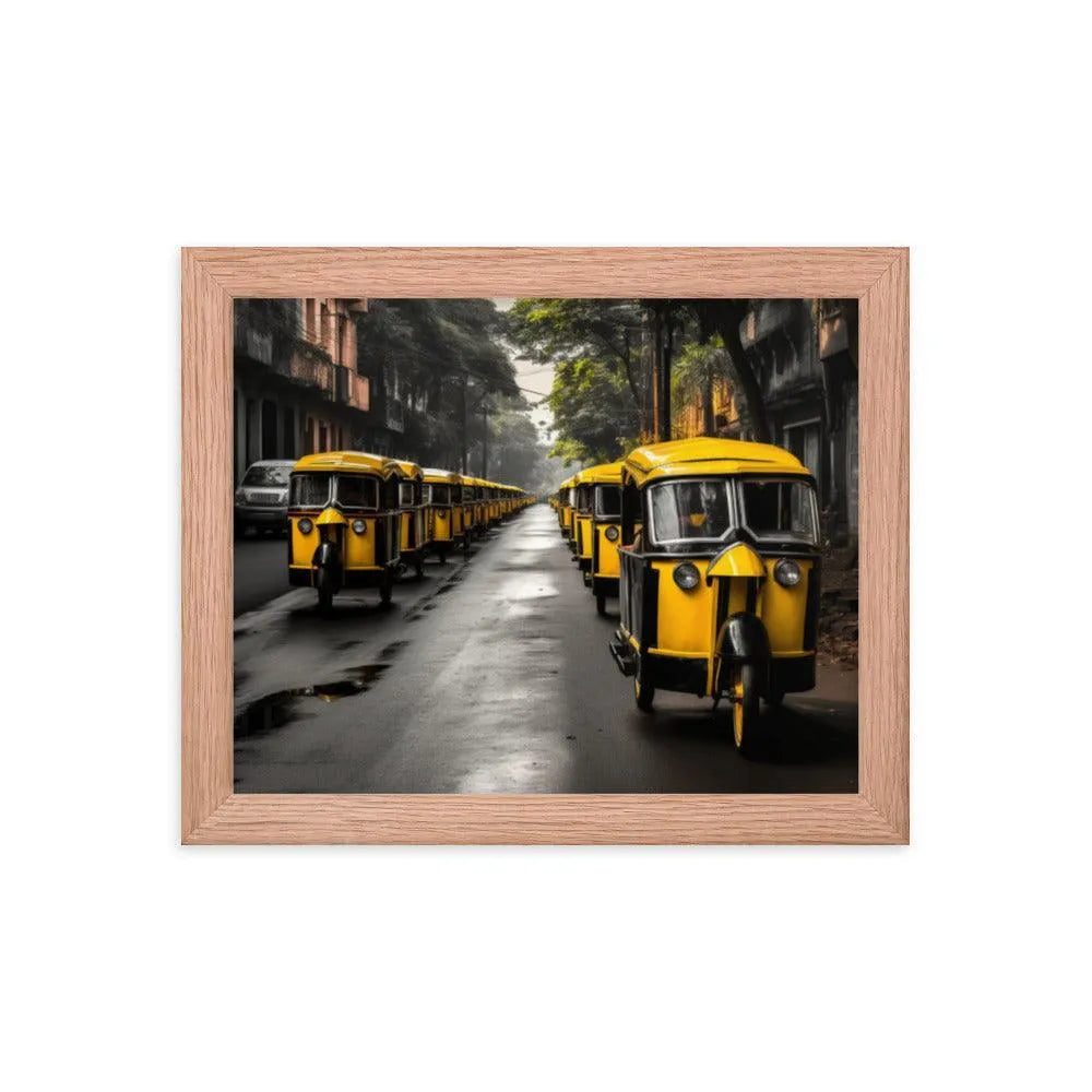 Indian Road with TukTuk Rickshaws Framed Poster - Oh Posters