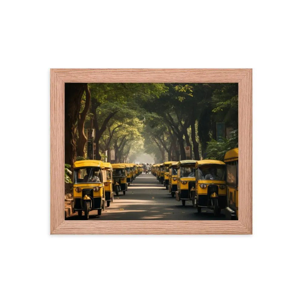 Indian Road with TukTuk Rickshaws Framed Poster - Oh Posters