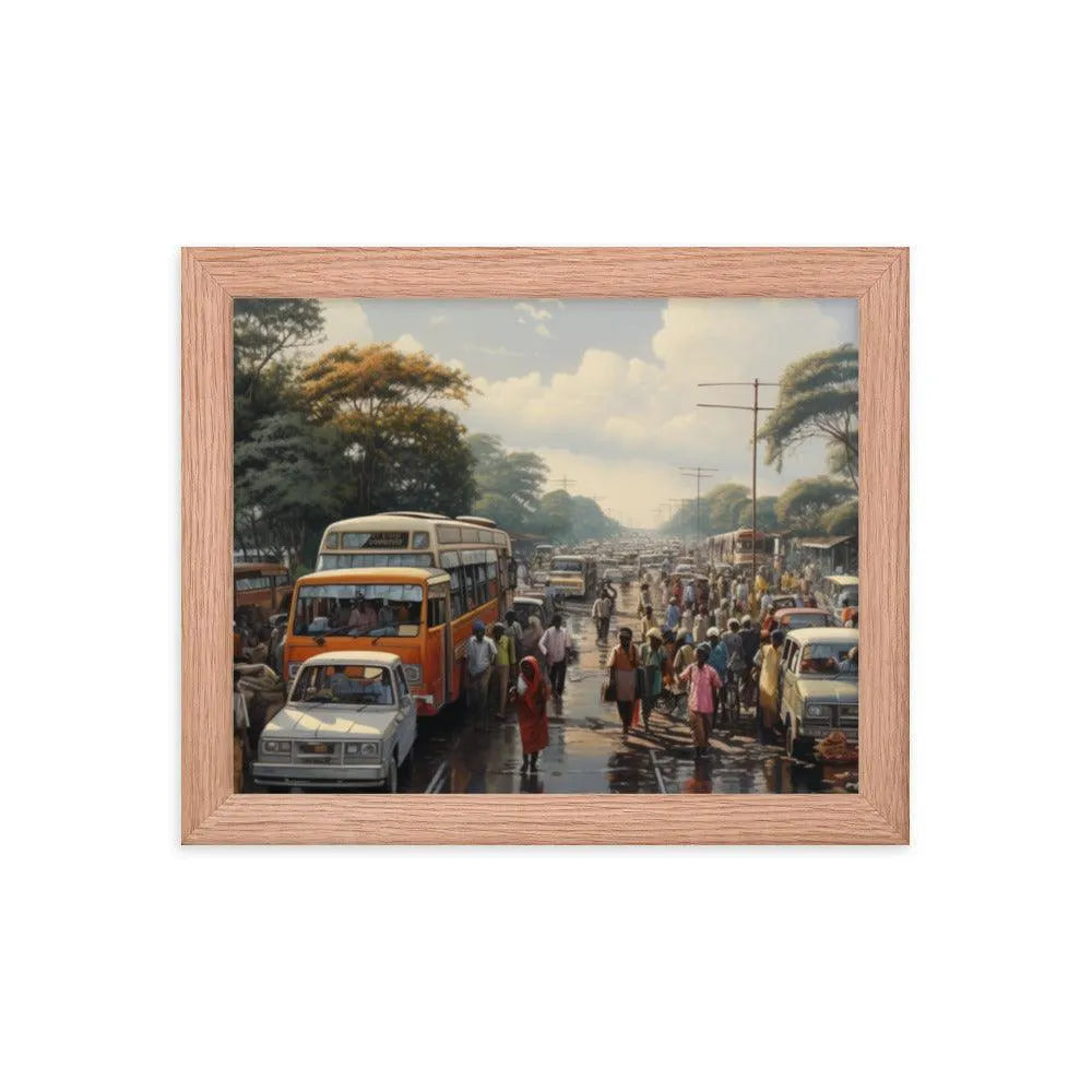 Indian Street Traffic Painting Framed Poster - Oh Posters