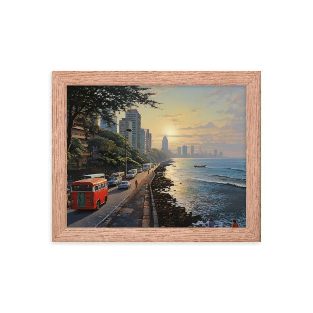 India Mumbai Marine Drive Painting Framed Poster - Oh Posters