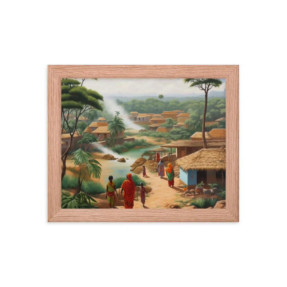 Indian Village Jungle Painting Framed Poster - Oh Posters