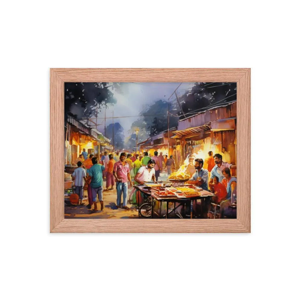 Indian Street Food Street Stalls Painting Framed Poster - Oh Posters