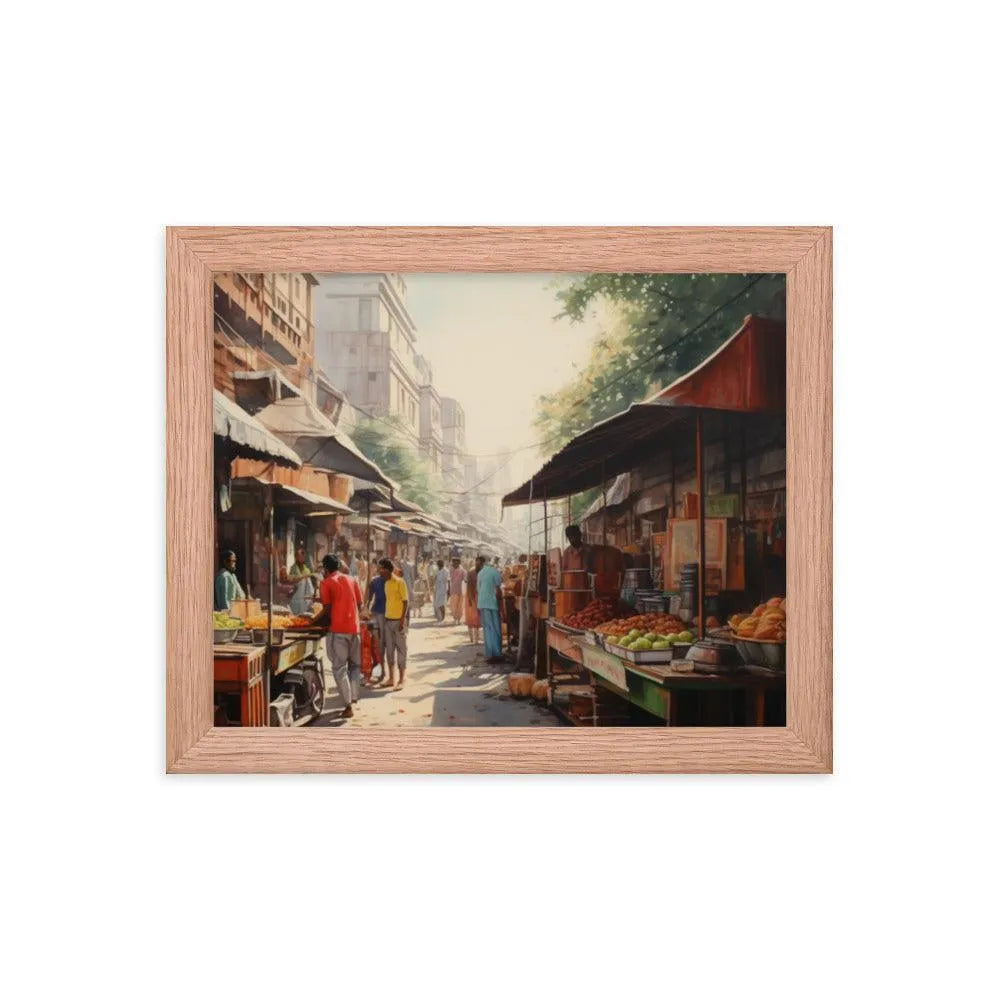 Indian Street Food Street Stalls Painting Framed Poster - Oh Posters