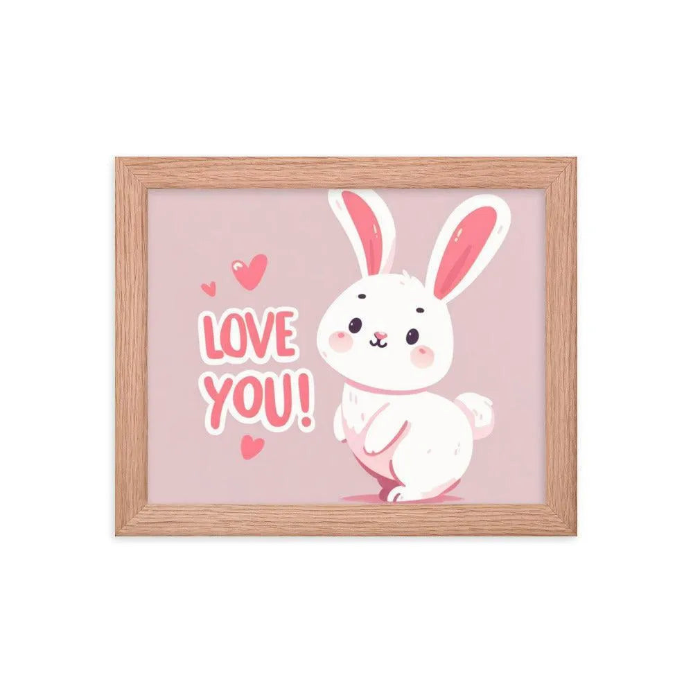 Bunny Rabbit Saying 'Love You' Framed Poster - Oh Posters