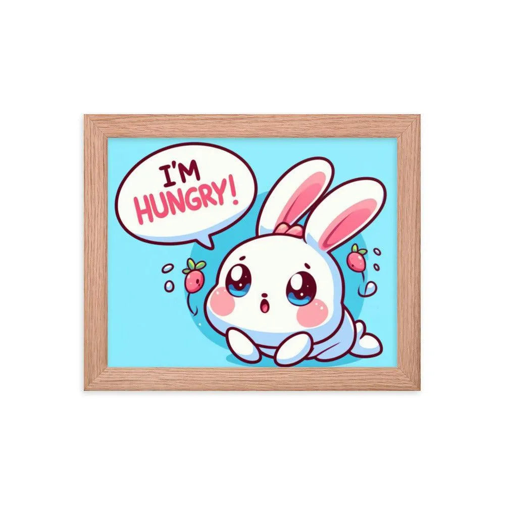 Bunny Rabbit Saying 'I'm Hungry' Framed Poster - Oh Posters