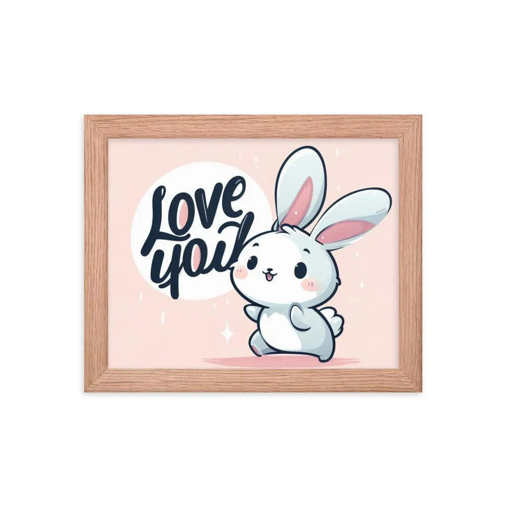 Bunny Rabbit Saying 'Love You' Framed Poster - Oh Posters