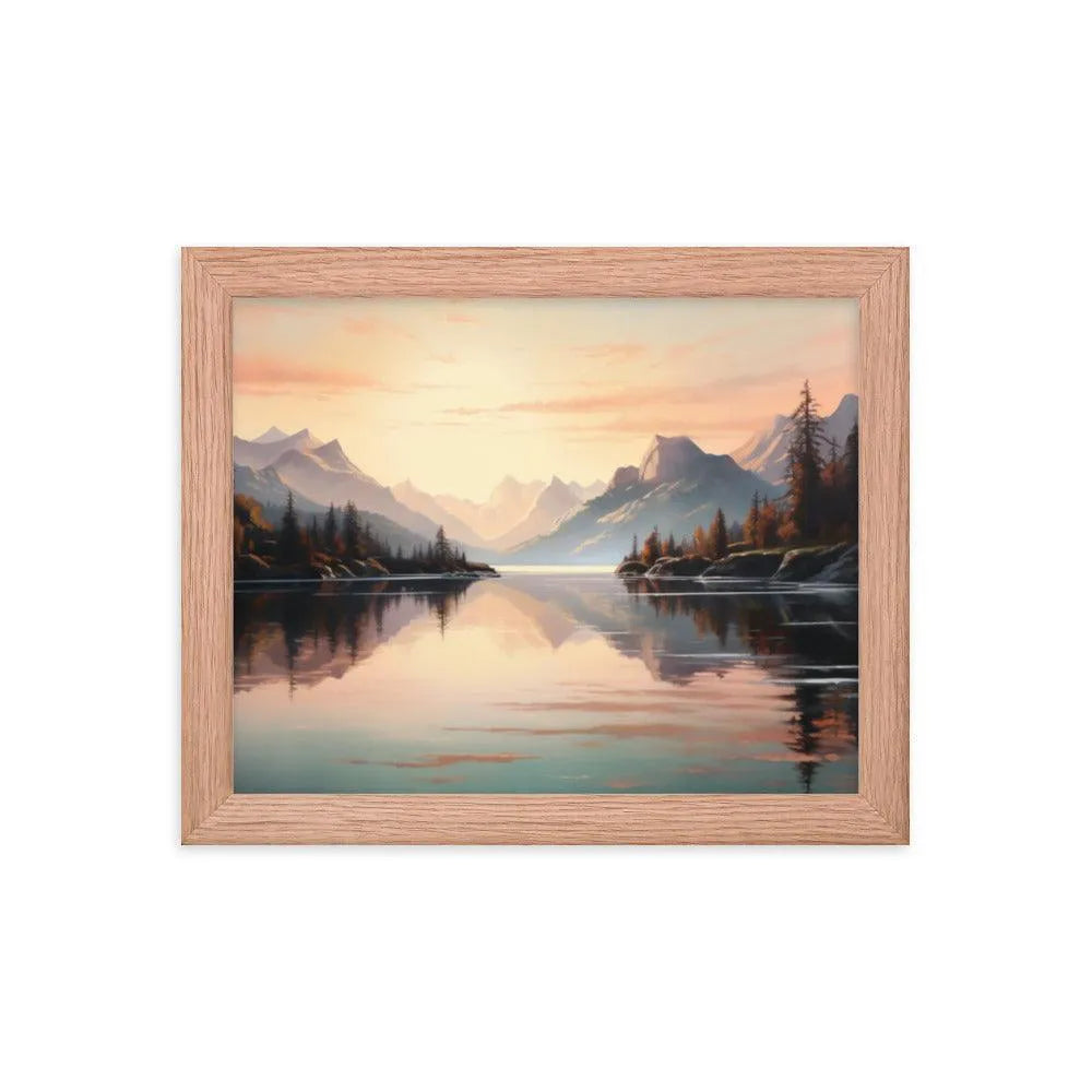 Lake Mountain Sunrise Nature Framed Poster - Oh Posters