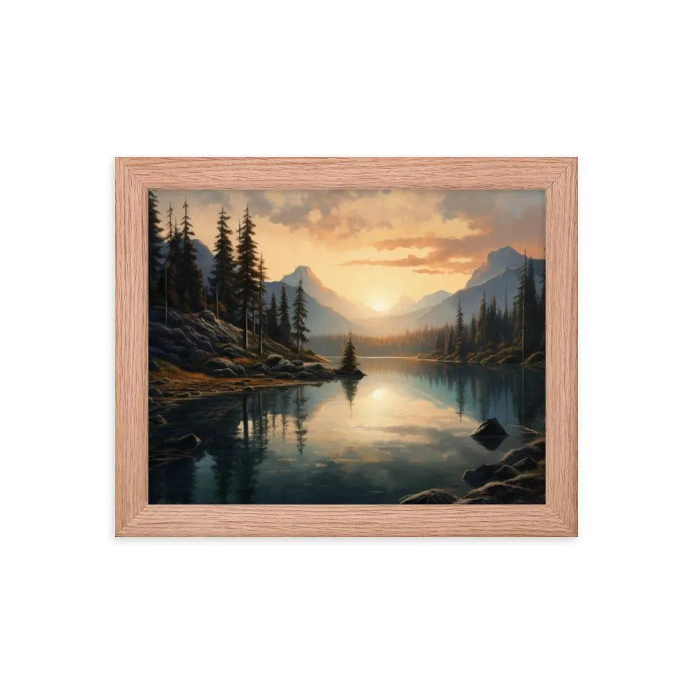 Lake Mountain Sunrise Nature Framed Poster - Oh Posters