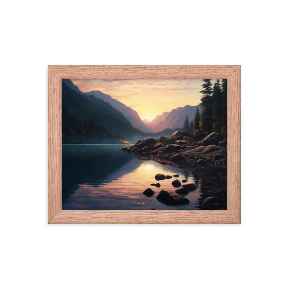 Lake Mountain Sunrise Nature Framed Poster - Oh Posters