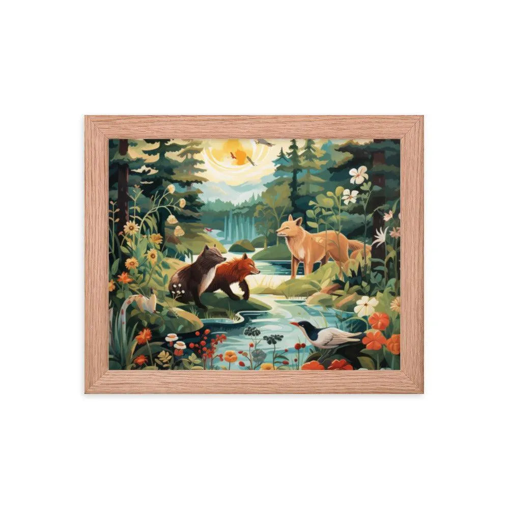 Lakeside Wildlife Harmony Nature Painting Framed Poster - Oh Posters