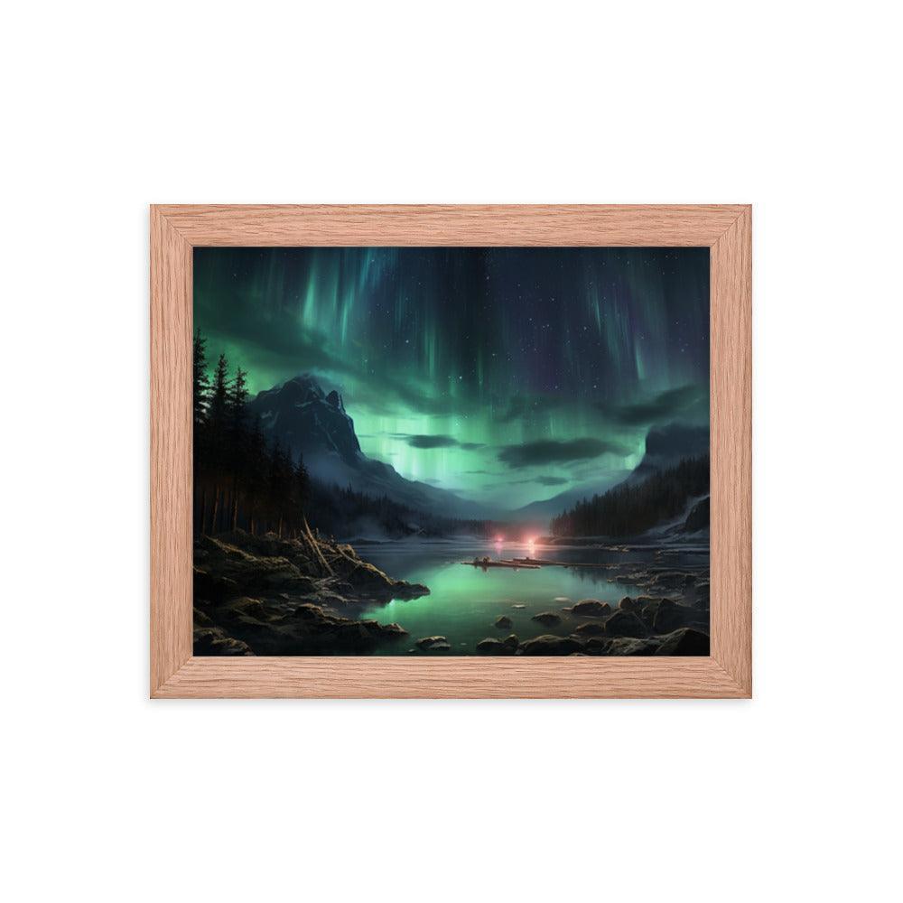 Celestial Night Spectacle Over The Lake Framed Poster - Oh Posters