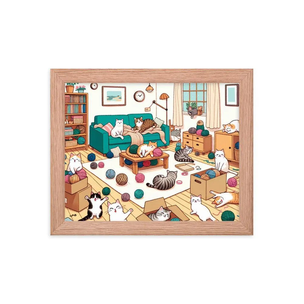 Cozy Cat Paradise Living Room Cartoon Framed Poster - Oh Posters