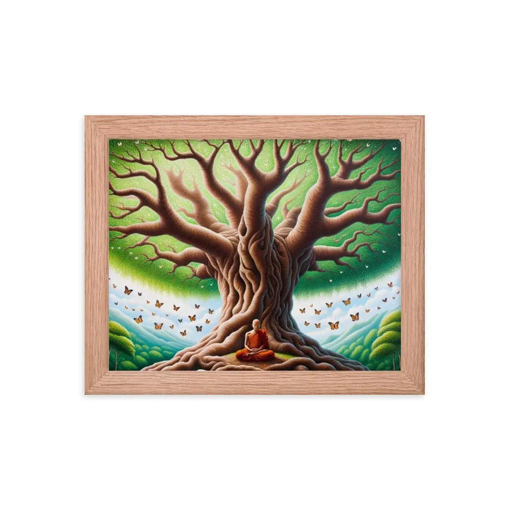 Meditation Serenity Tree Life Butterflies Art Framed Poster - Oh Posters