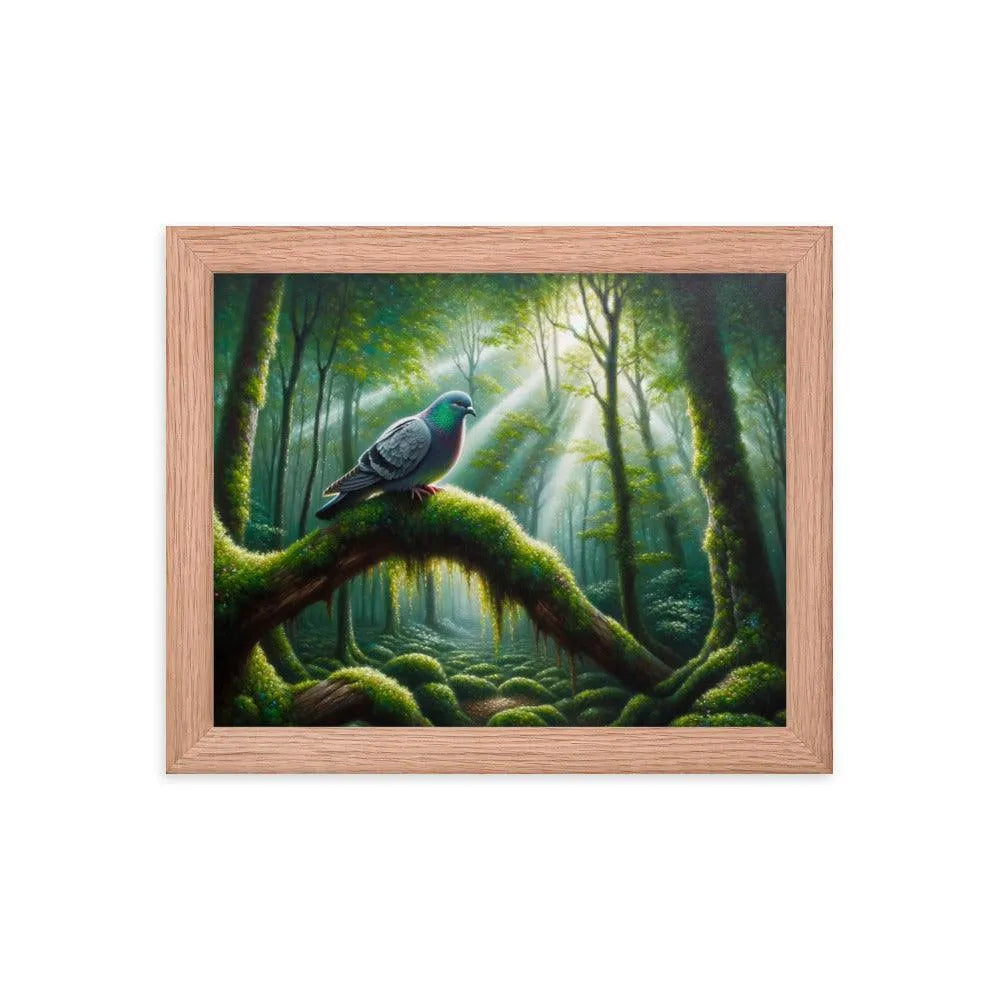 Enchanted Forest Pigeon Mystical Morning Light Framed Poster - Oh Posters