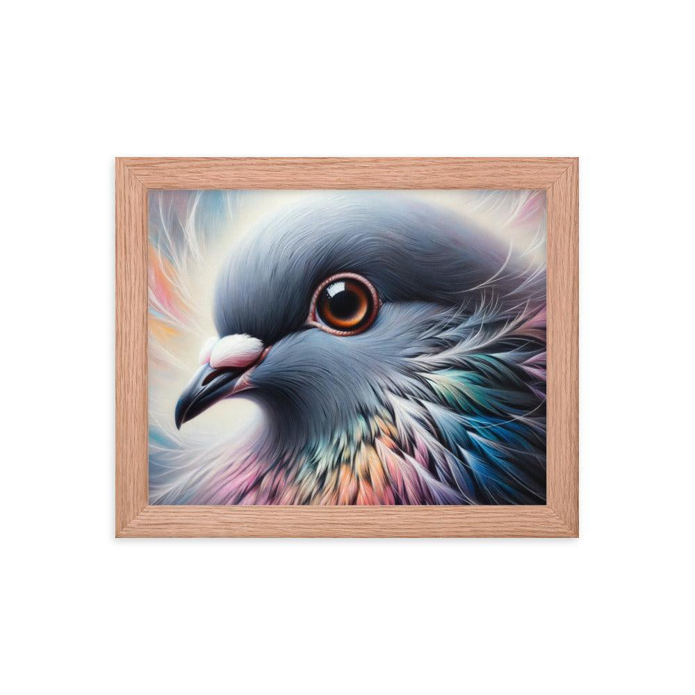 Colorful Pigeon Close-Up Portrait Framed Poster - Oh Posters