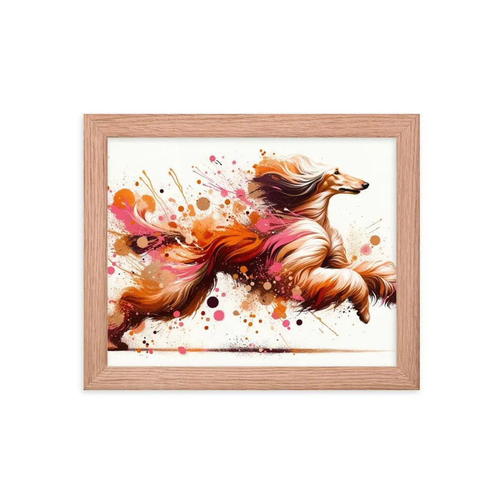 Running Afghan Hound Dynamic Splatter Art Framed Poster - Oh Posters