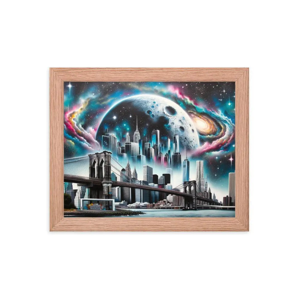 New York City Skyline Cosmic Dreams Spray Paint Art Framed Poster - Oh Posters