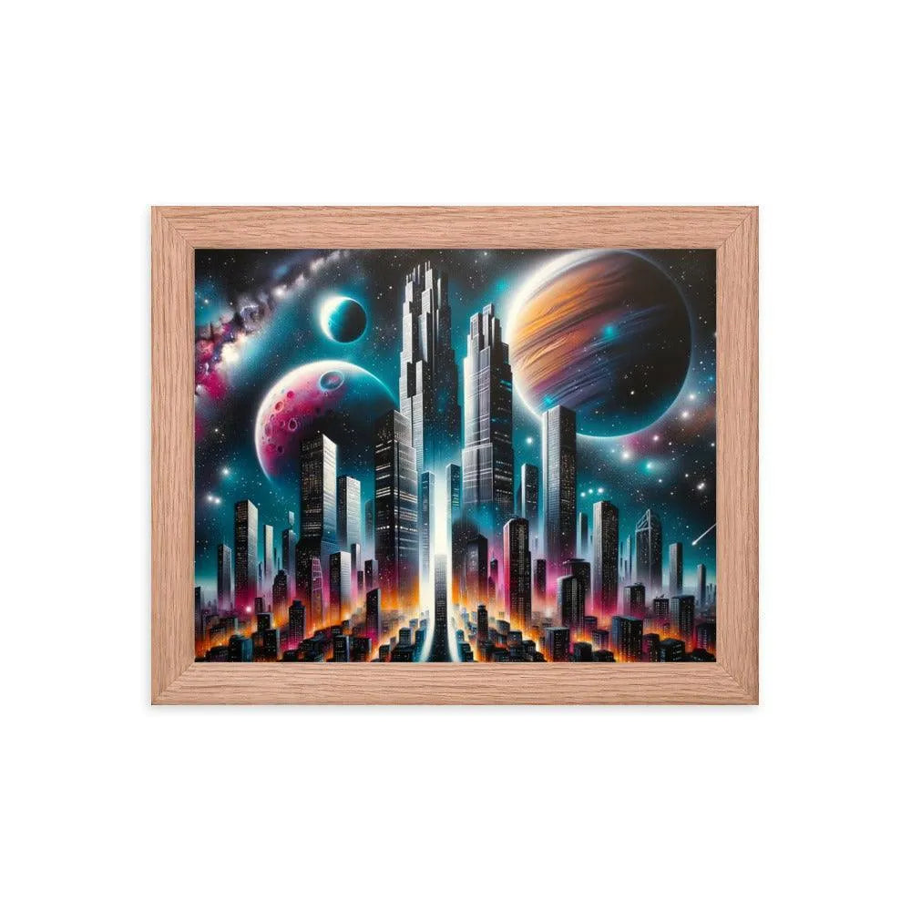 Galactic Metropolis Spray Paint Fantasy Framed Poster - Oh Posters