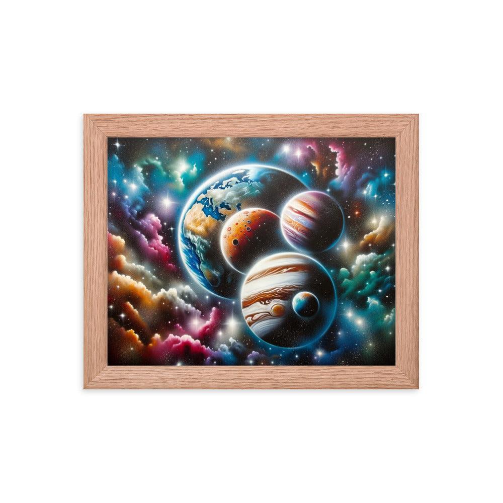 Cosmic Panorama with Planets and Stars Spray Paint Art Framed Poster - Oh Posters