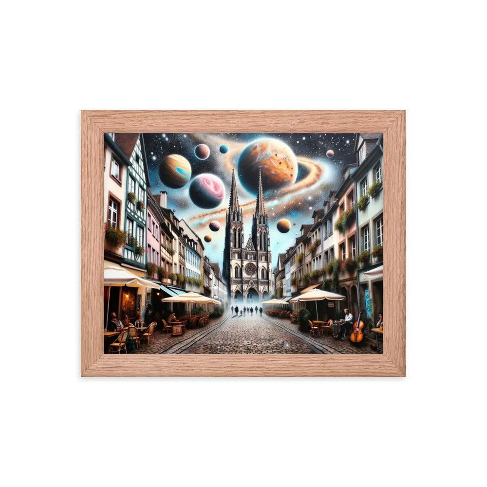 European Town Cosmic Spray Paint Art Framed Poster - Oh Posters