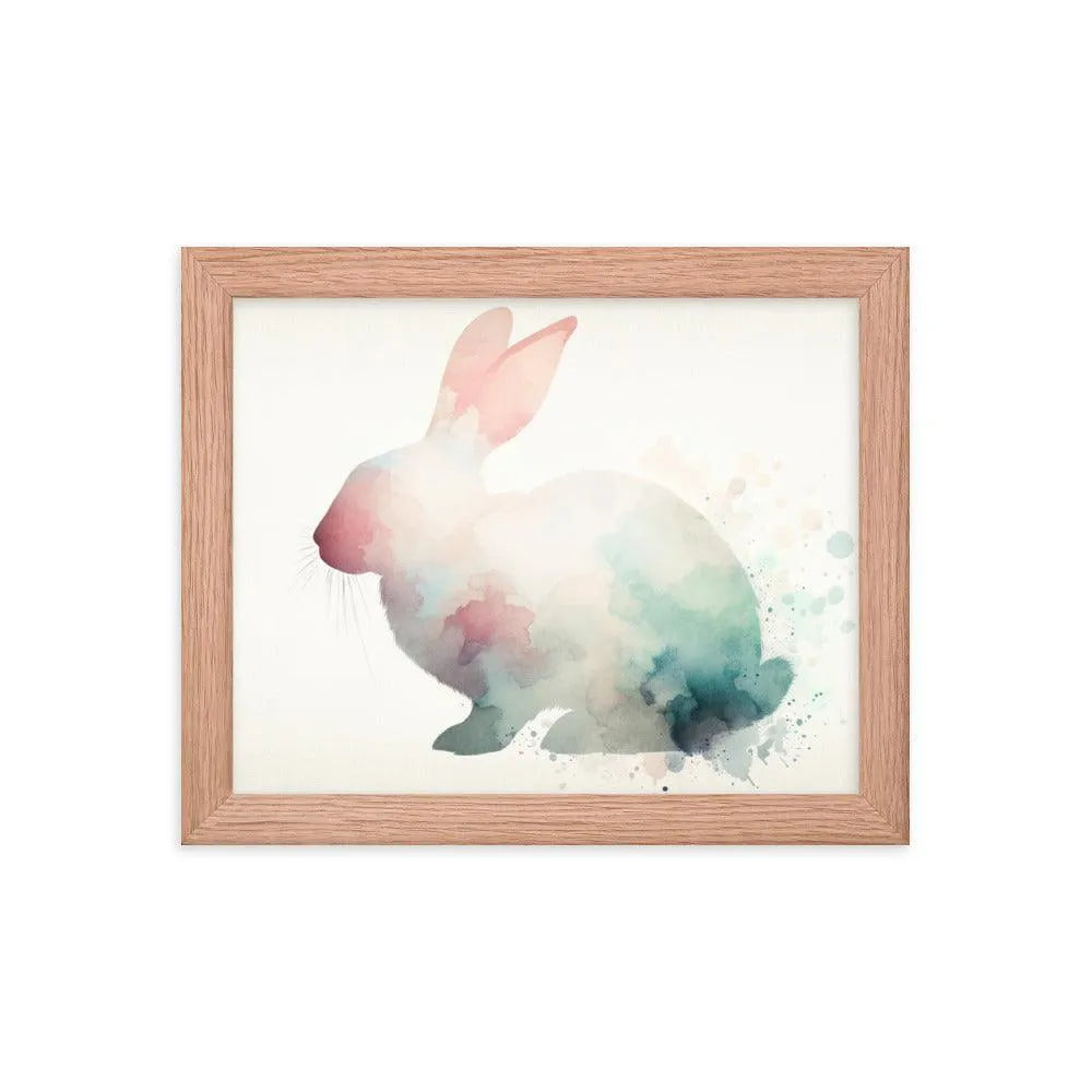 Pastel Watercolor Rabbit Silhouette Minimalistic Art Framed Poster - Oh Posters